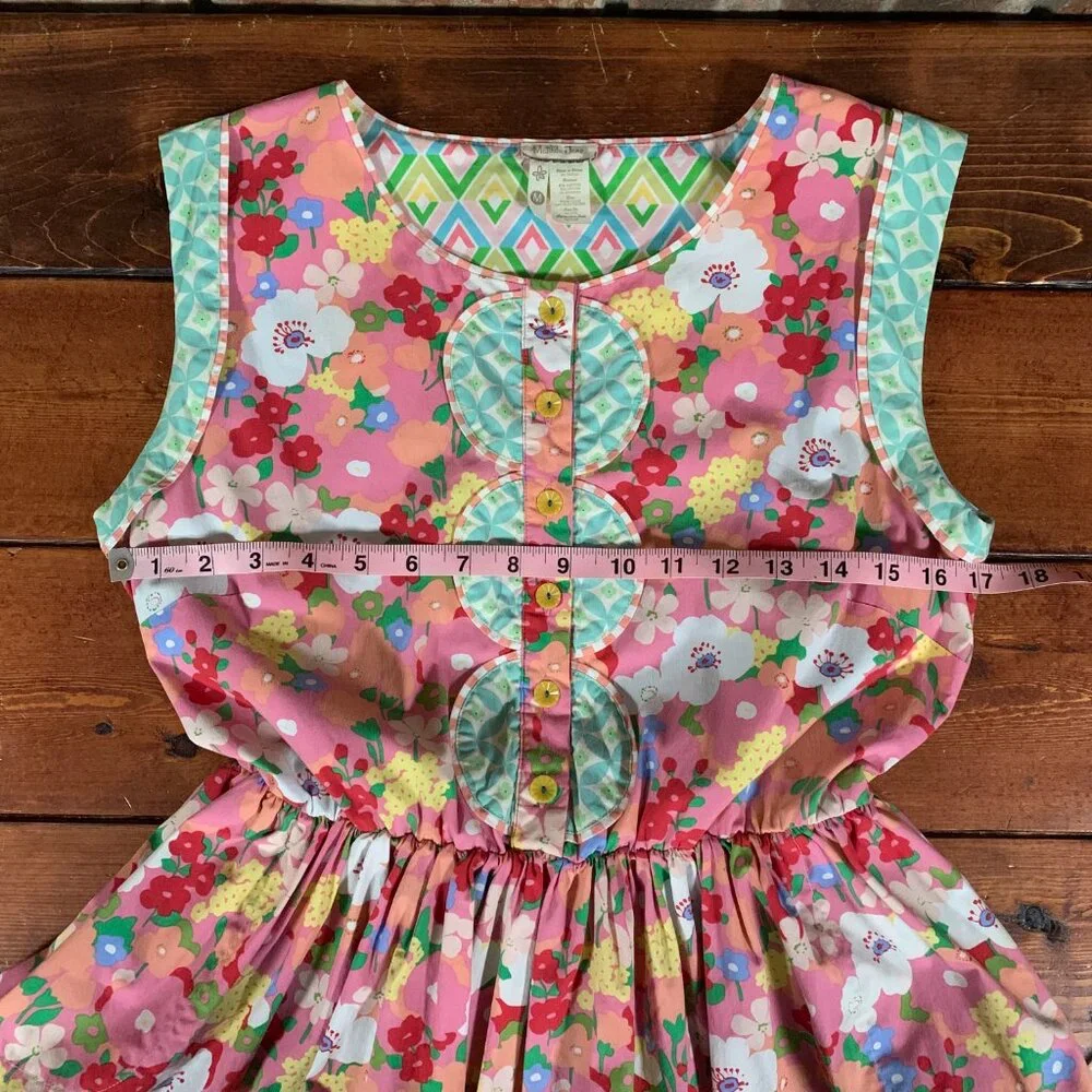 Matilda Jane Pink Floral Print Leah Sleeveless Women's Medium Fit & Flare Dress